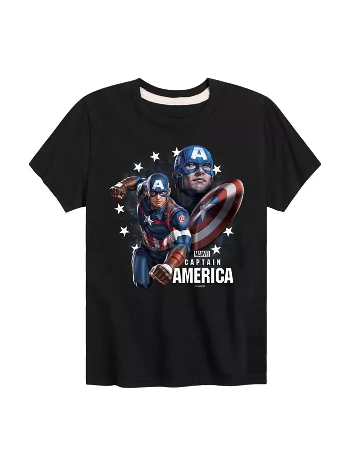 Футболка для мальчиков с принтом Captain America — черный