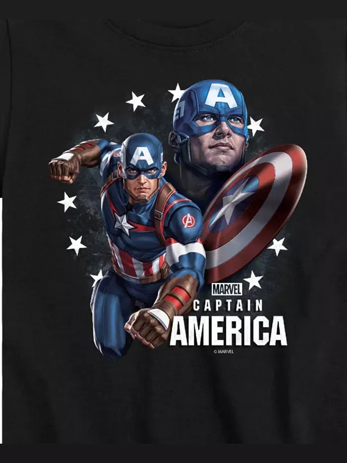 Футболка для мальчиков с принтом Captain America — изображение 3 из 3, черный