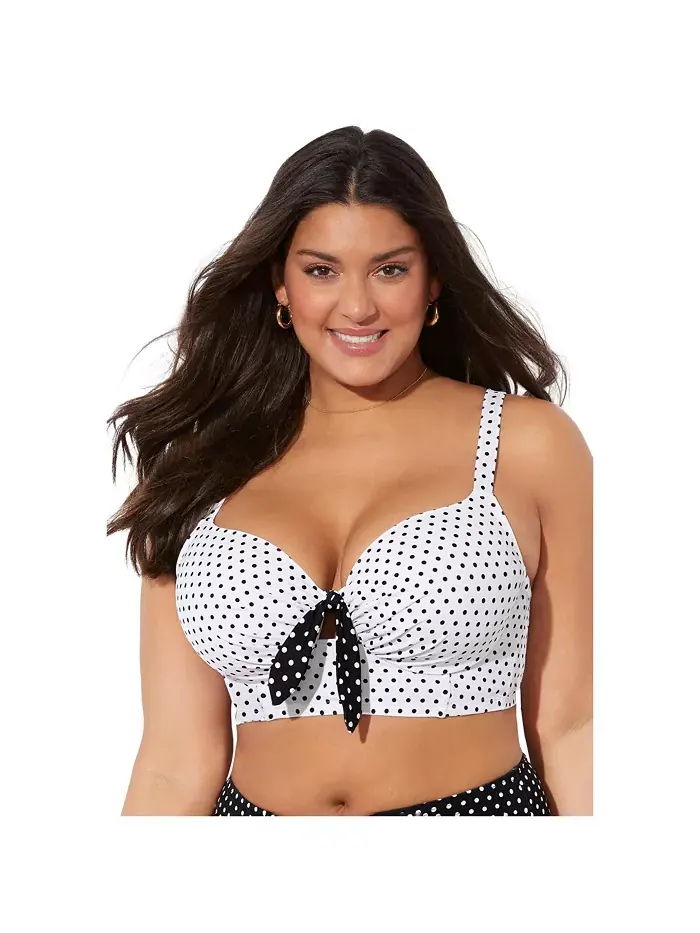Женский бюстгальтер Confidante с косточками и верхом бикини Swimsuits for All — изображение 1 из 1, белый черный