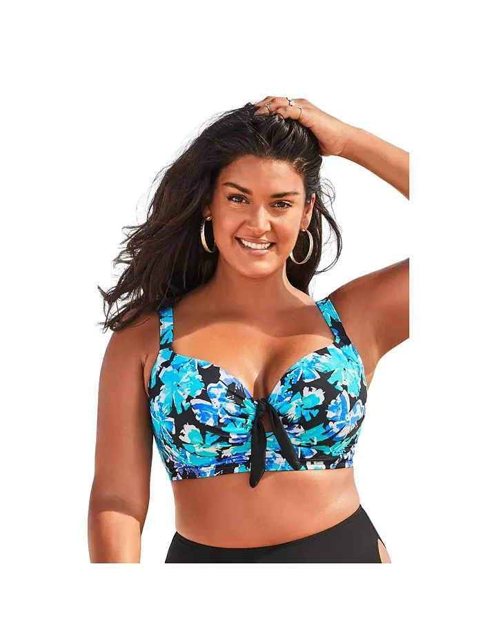 Женский бюстгальтер Confidante с косточками и верхом бикини Swimsuits for All — изображение 1 из 2, синий