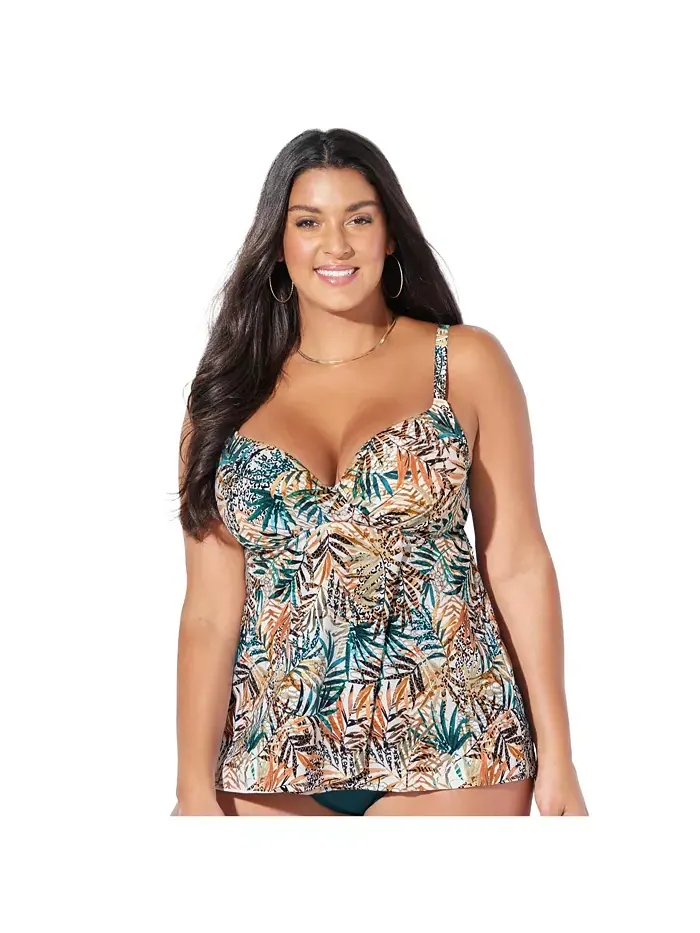 Женский топ-танкини на косточках Faux Flyaway с имитацией расстегивания Swimsuits for All — изображение 1 из 2