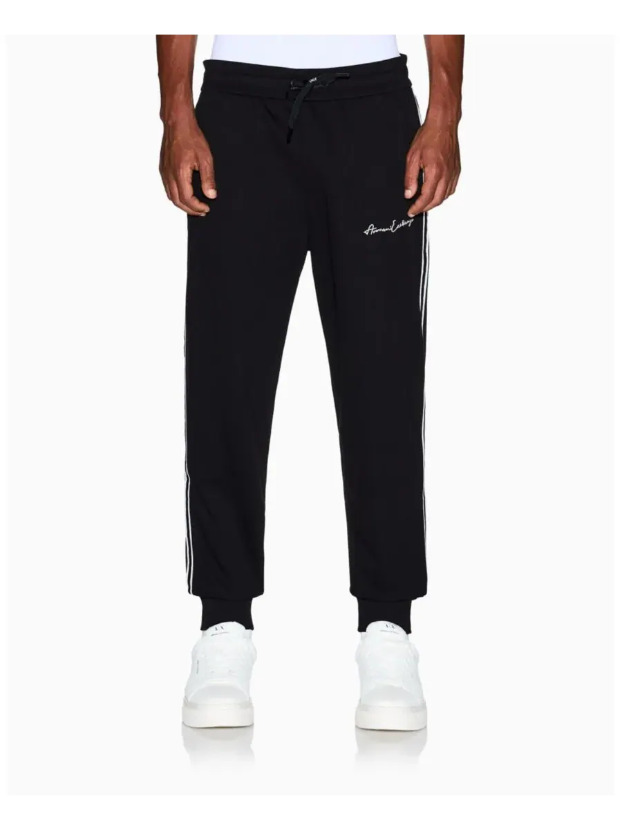 Мужские флисовые спортивные брюки с фирменным логотипом A|X Armani Exchange — изображение 1 из 5, черный