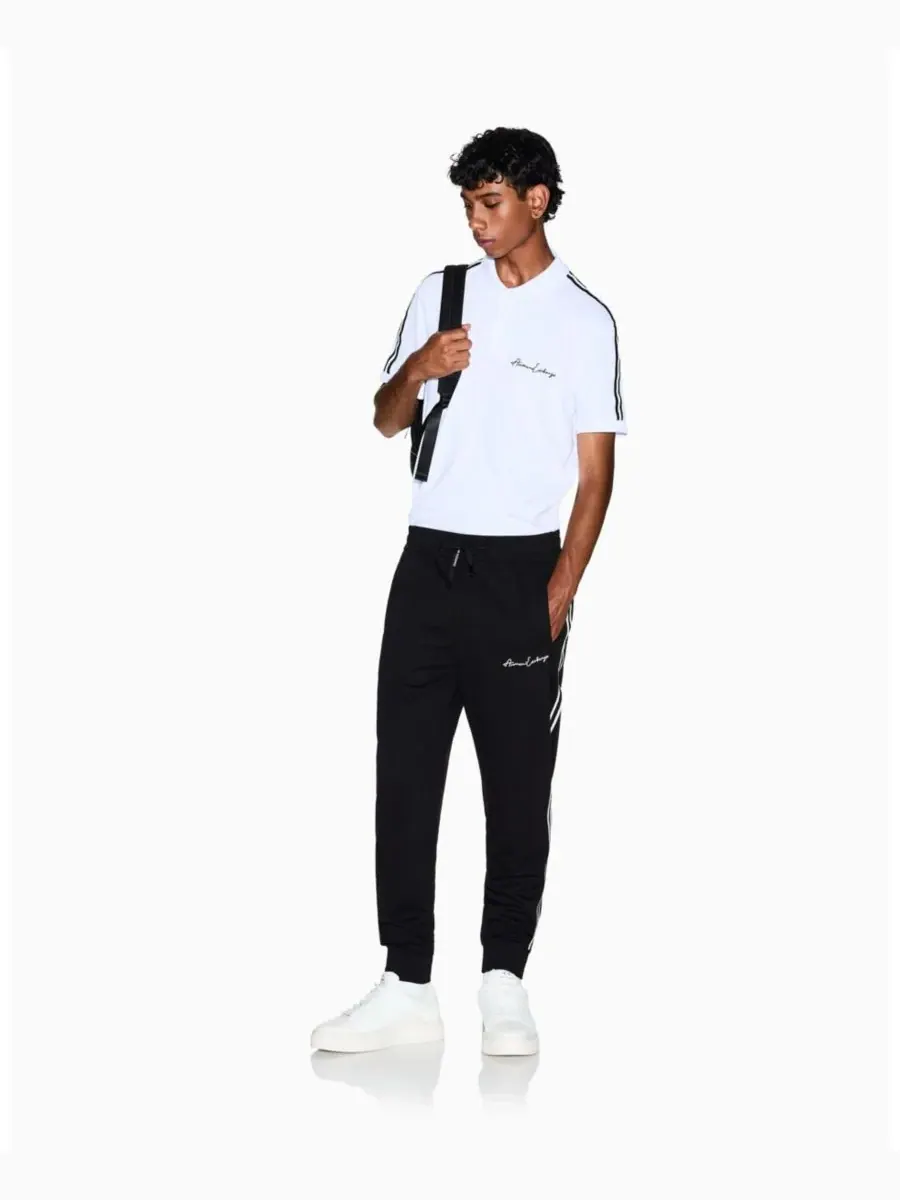 Мужские флисовые спортивные брюки с фирменным логотипом A|X Armani Exchange — изображение 2 из 5, черный