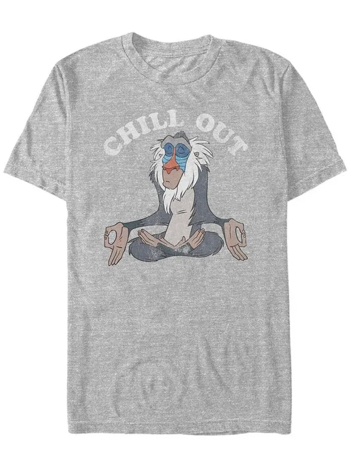 Мужская футболка с коротким рукавом Disney King Lion King Rafiki Chill Out Meditation Fifth Sun — изображение 1 из 1, серый