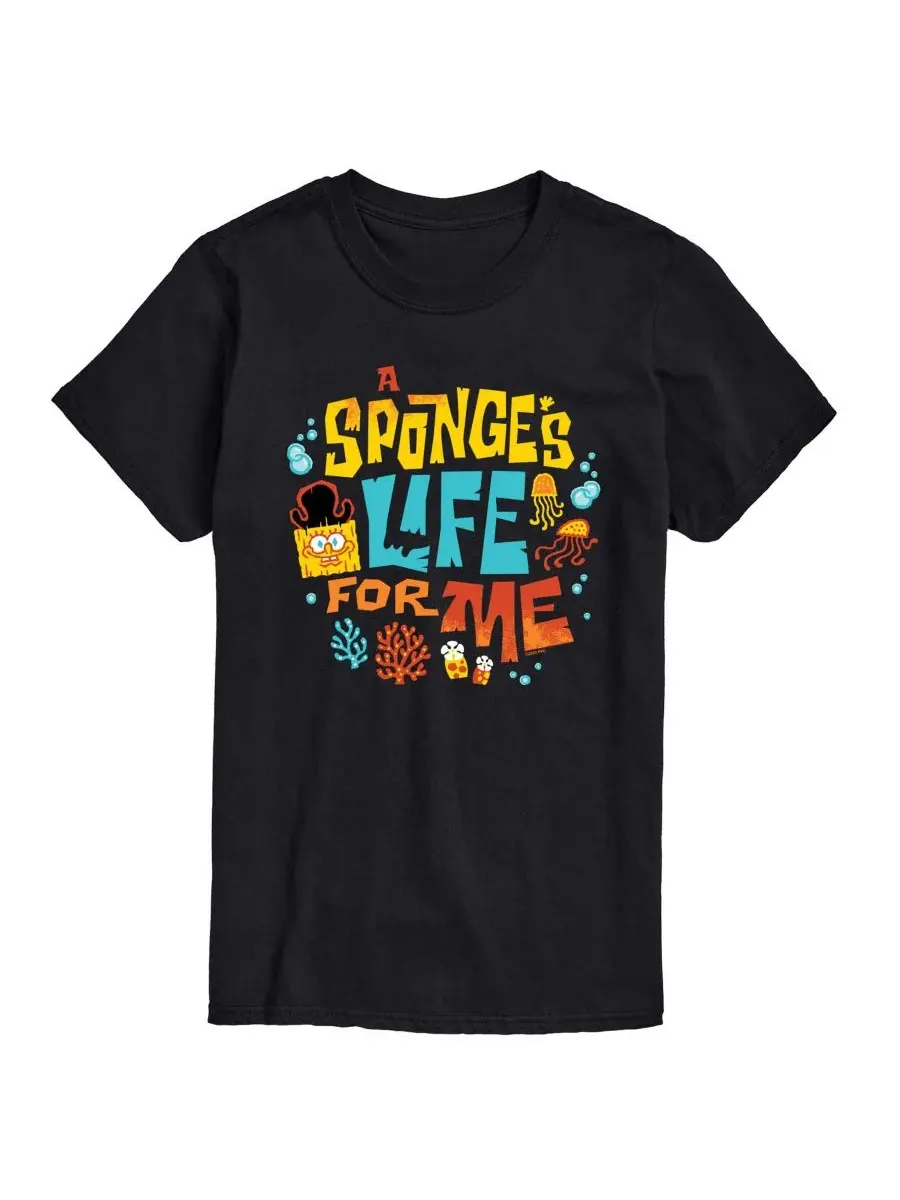 Мужская футболка с коротким рукавом и графическим принтом "Sponges Life For Me" AIRWAVES — изображение 1 из 3, черный