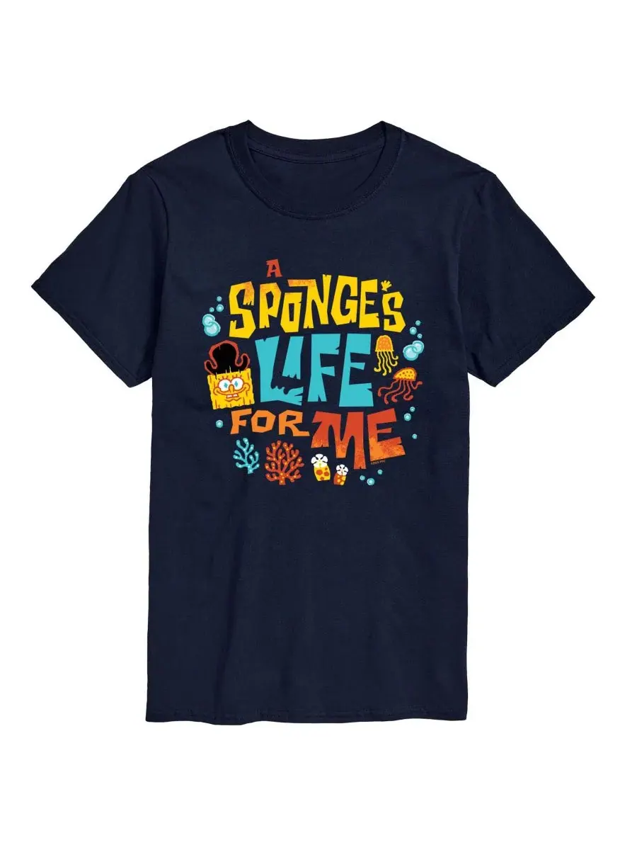 Мужская футболка с коротким рукавом и графическим принтом "Sponges Life For Me" AIRWAVES — изображение 1 из 3, темно-синий