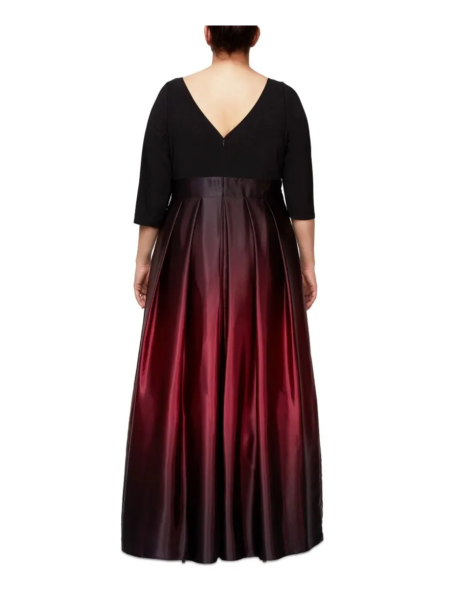 Бальное платье большого размера с эффектом омбре SL Fashions — изображение 2 из 2, черный