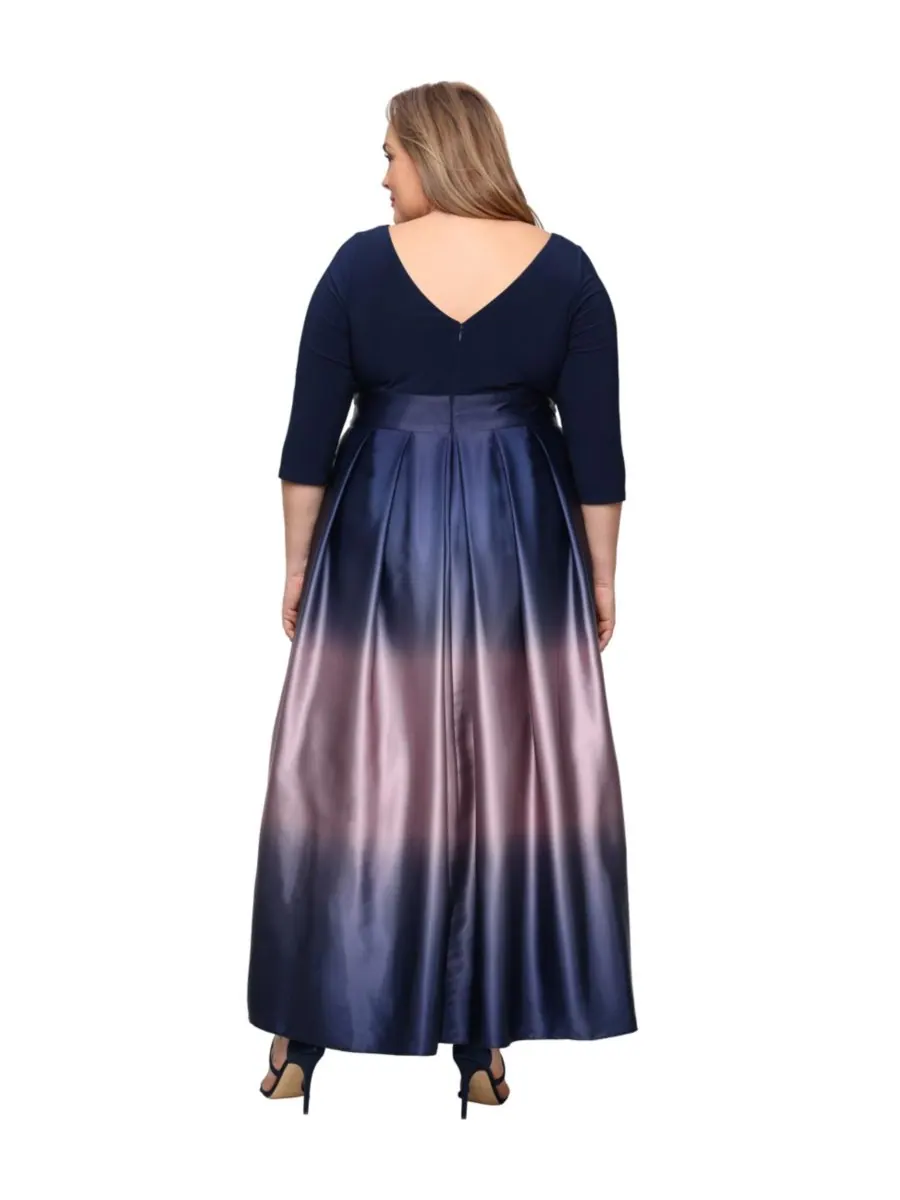 Бальное платье большого размера с эффектом омбре SL Fashions — изображение 2 из 3, темно-синий