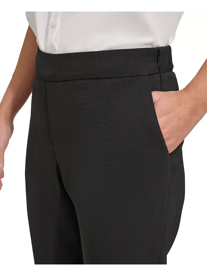 Женские укороченные брюки с завышенной талией на резинке, Regular & Petite DKNY — изображение 4 из 5, черный