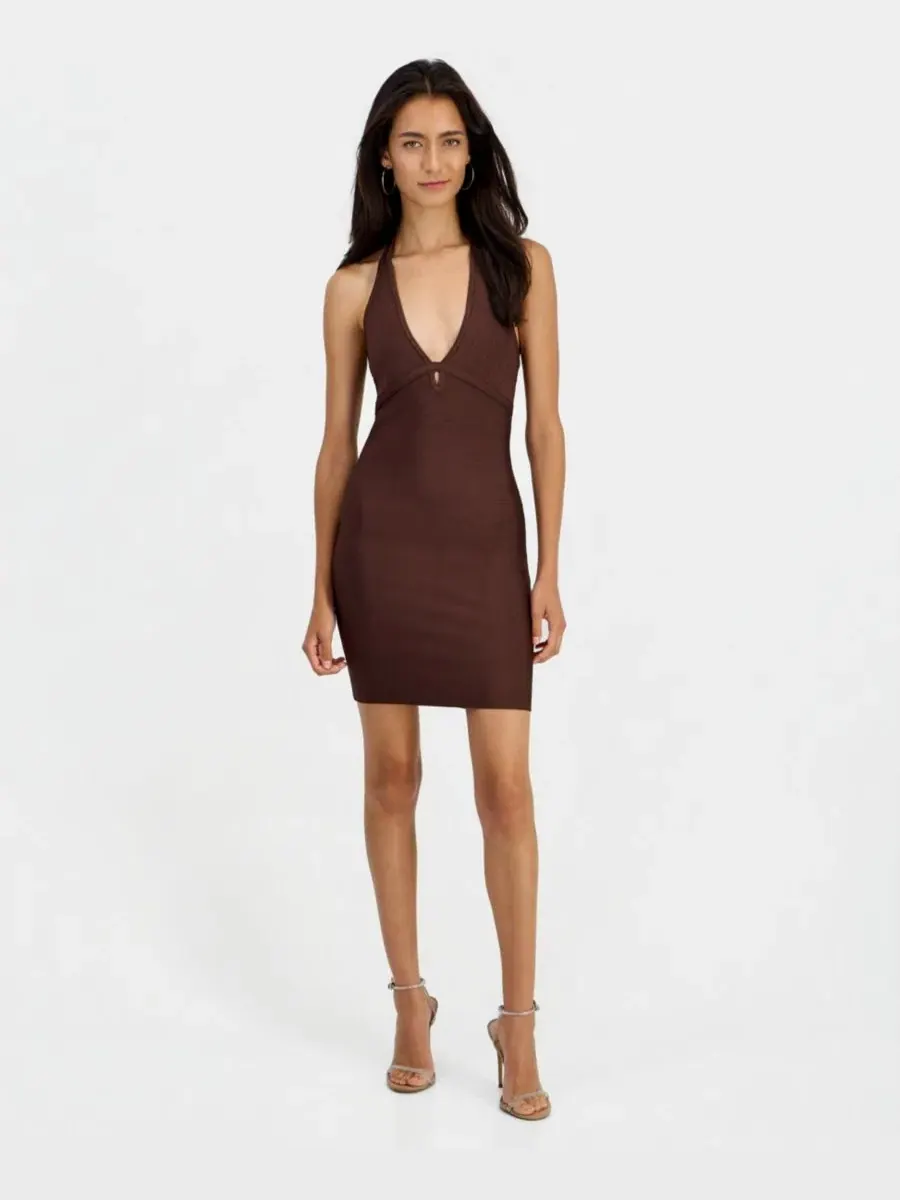 Платье-мини с запахом, без рукавов GUESS — изображение 1 из 5, коричневый