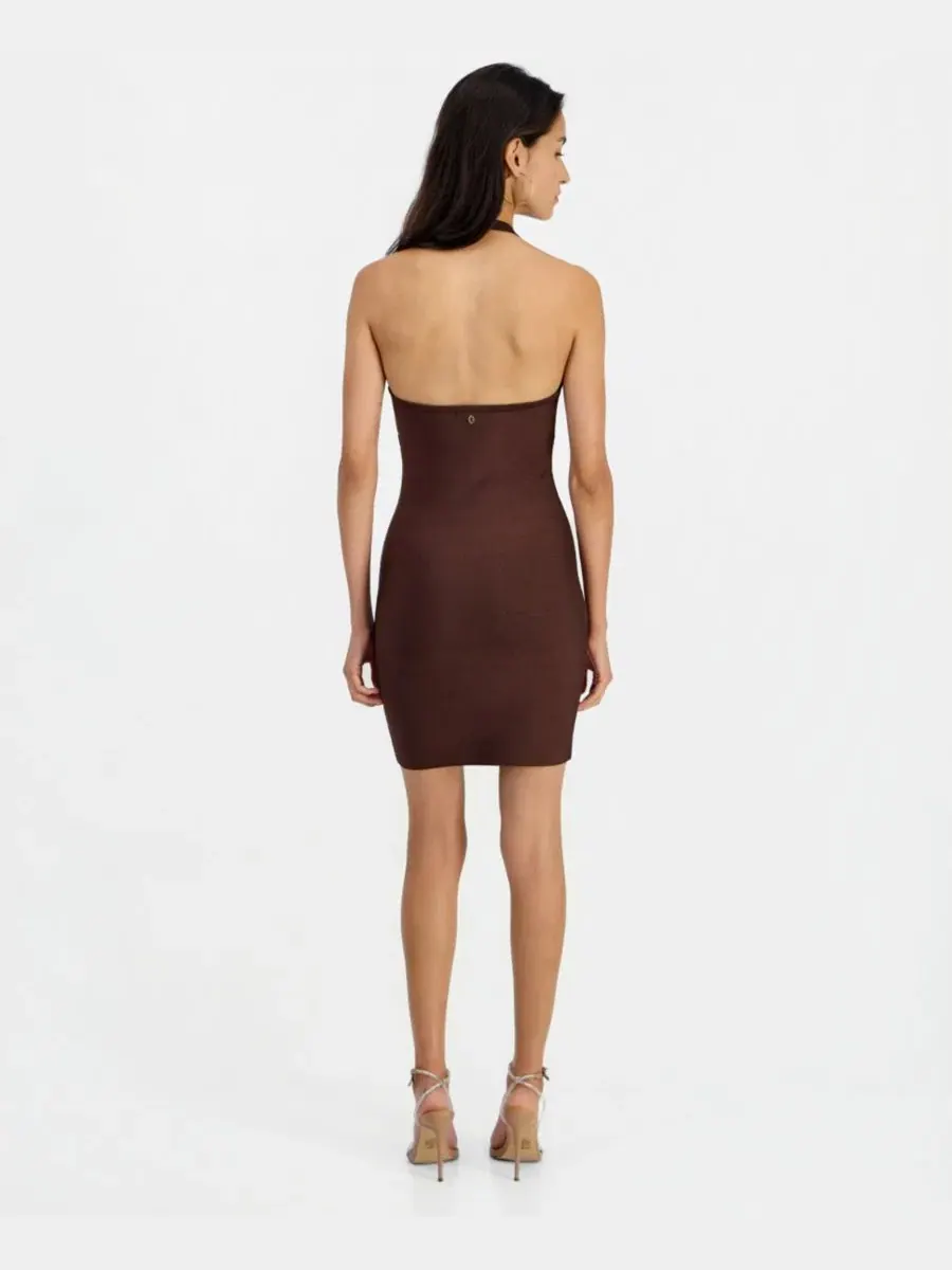 Платье-мини с запахом, без рукавов GUESS — изображение 2 из 5, коричневый
