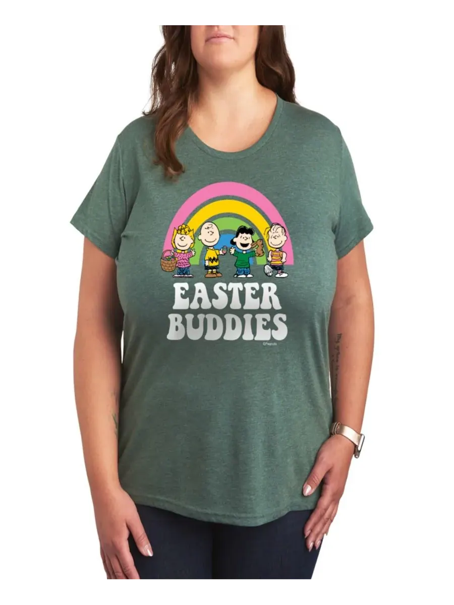 Футболка с круглым вырезом и графическим принтом "Peanuts Easter Buddies" для полных женщин Hybrid — изображение 1 из 4