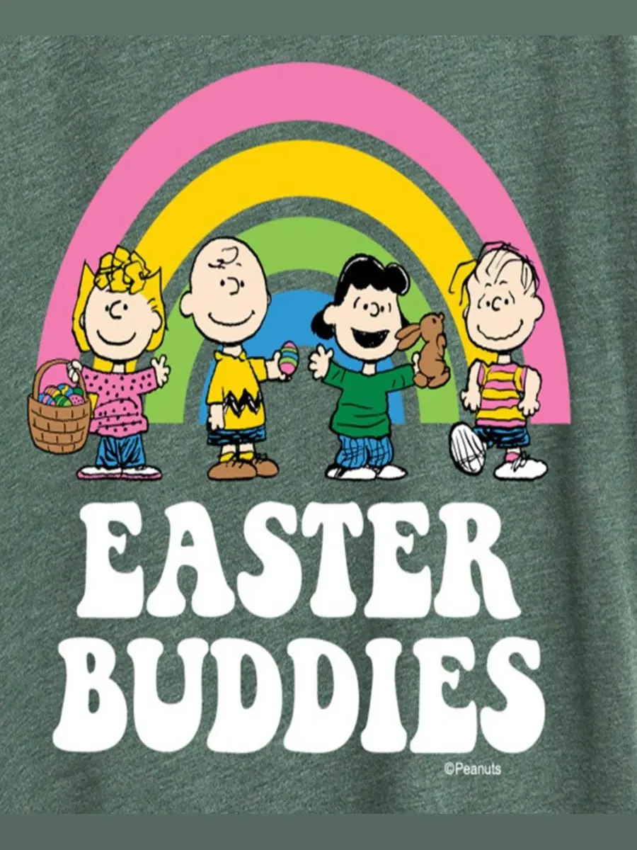 Футболка с круглым вырезом и графическим принтом "Peanuts Easter Buddies" для полных женщин Hybrid — изображение 2 из 4