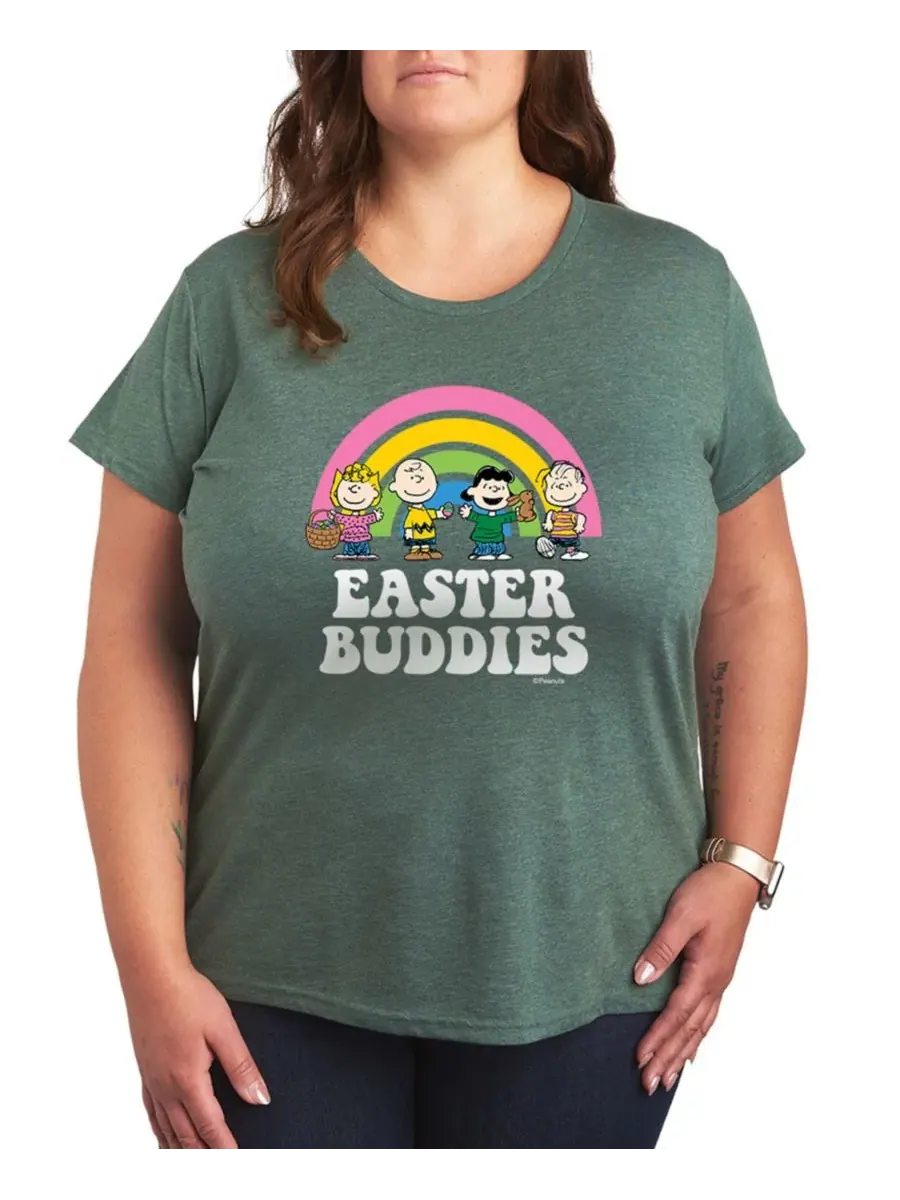 Футболка с круглым вырезом и графическим принтом "Peanuts Easter Buddies" для полных женщин Hybrid — изображение 4 из 4