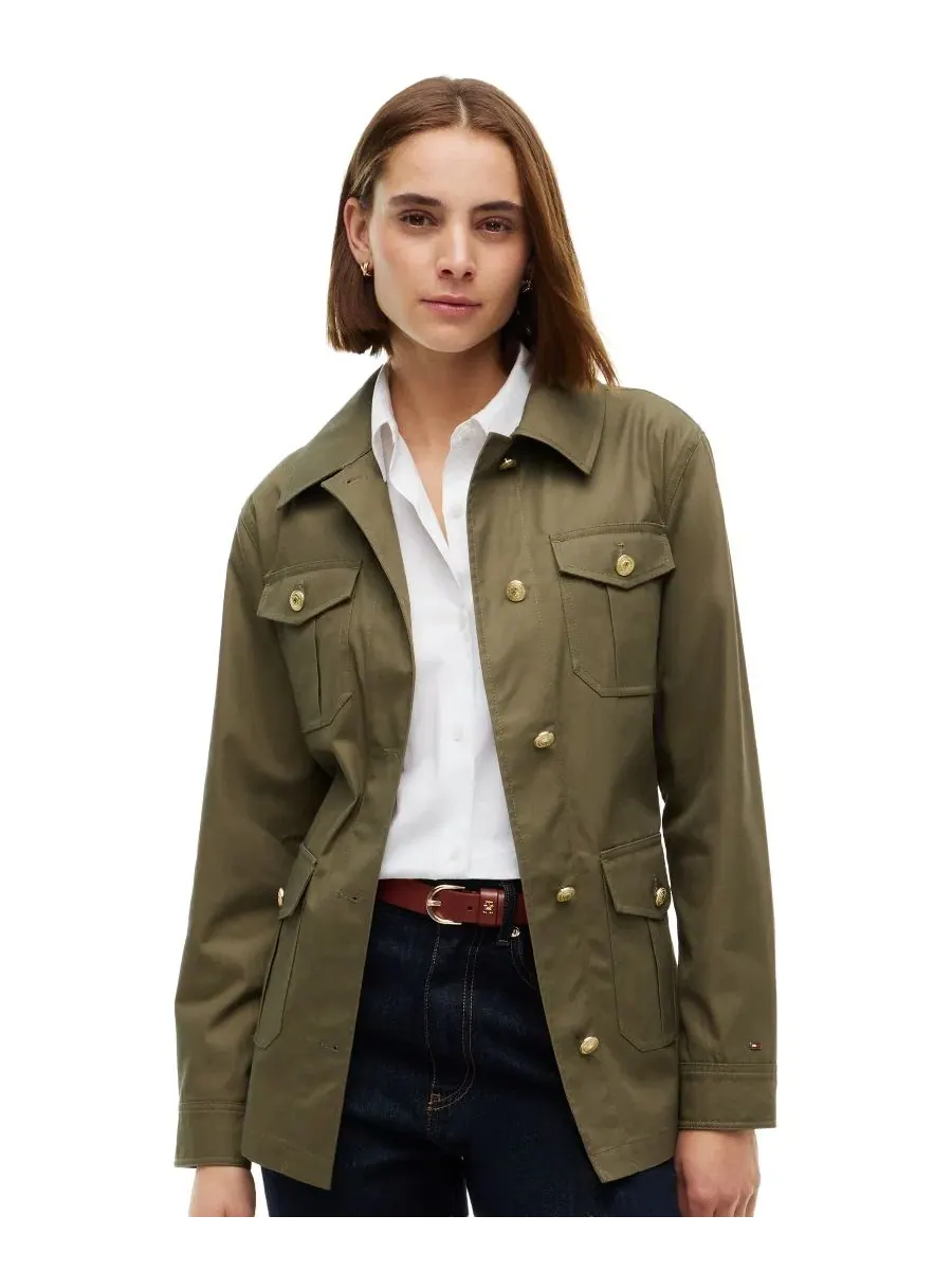Полевая куртка из хлопка с воротником и съемным поясом Tommy Hilfiger