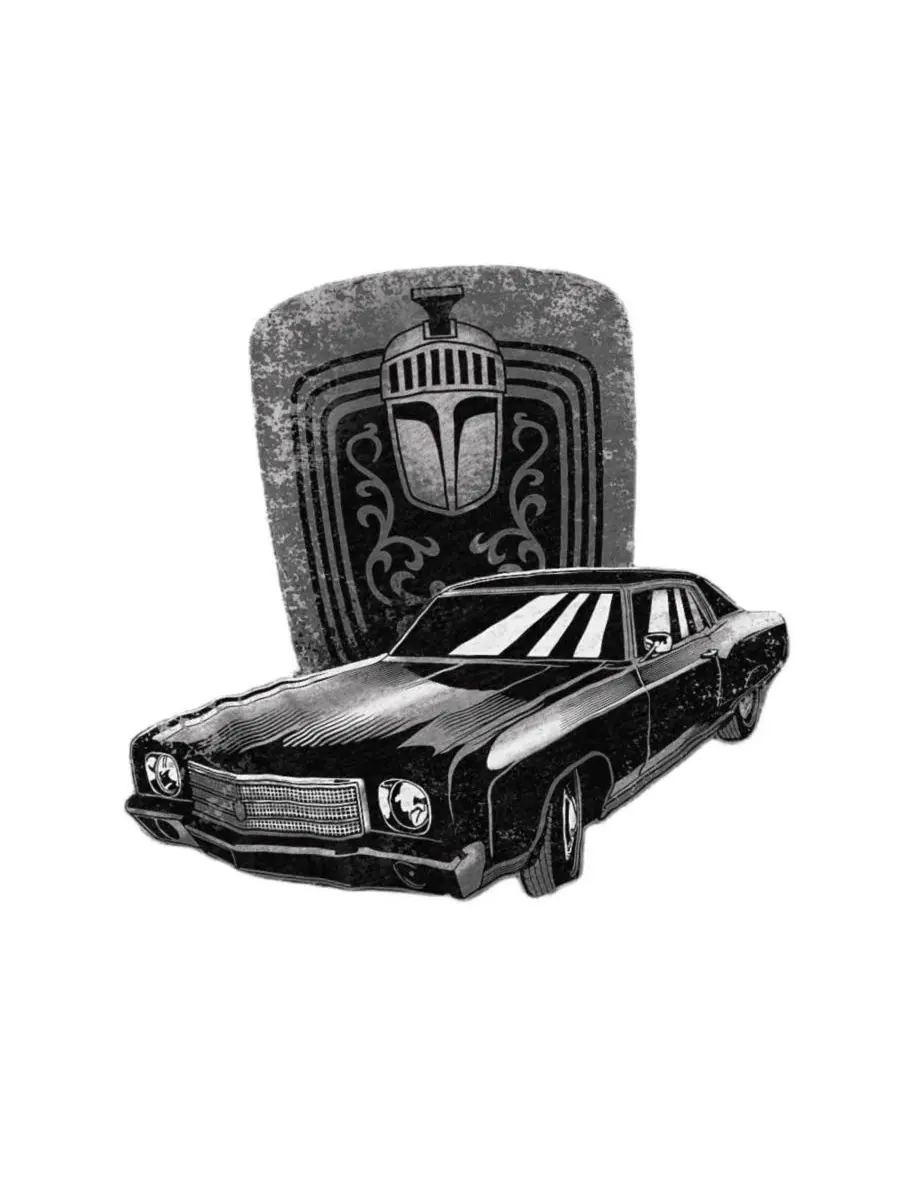 Футболка классического кроя с рисунком Monte Carlo Drawing Corvette — изображение 2 из 3, приглушенный