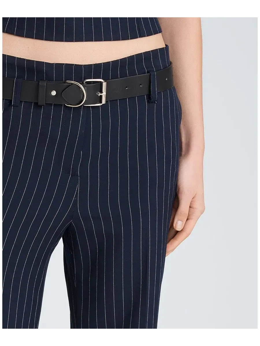 Женские брюки-клеш с поясом в полоску Kenneth Cole — изображение 5 из 7, темно-синий