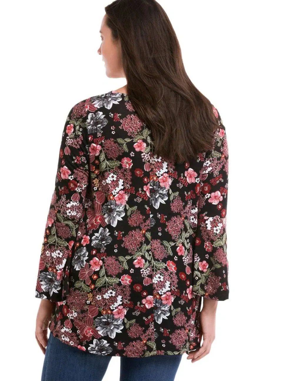 Туника-трапеция с рукавом-колоколом Black Floral Print ellos — изображение 2 из 3, черный