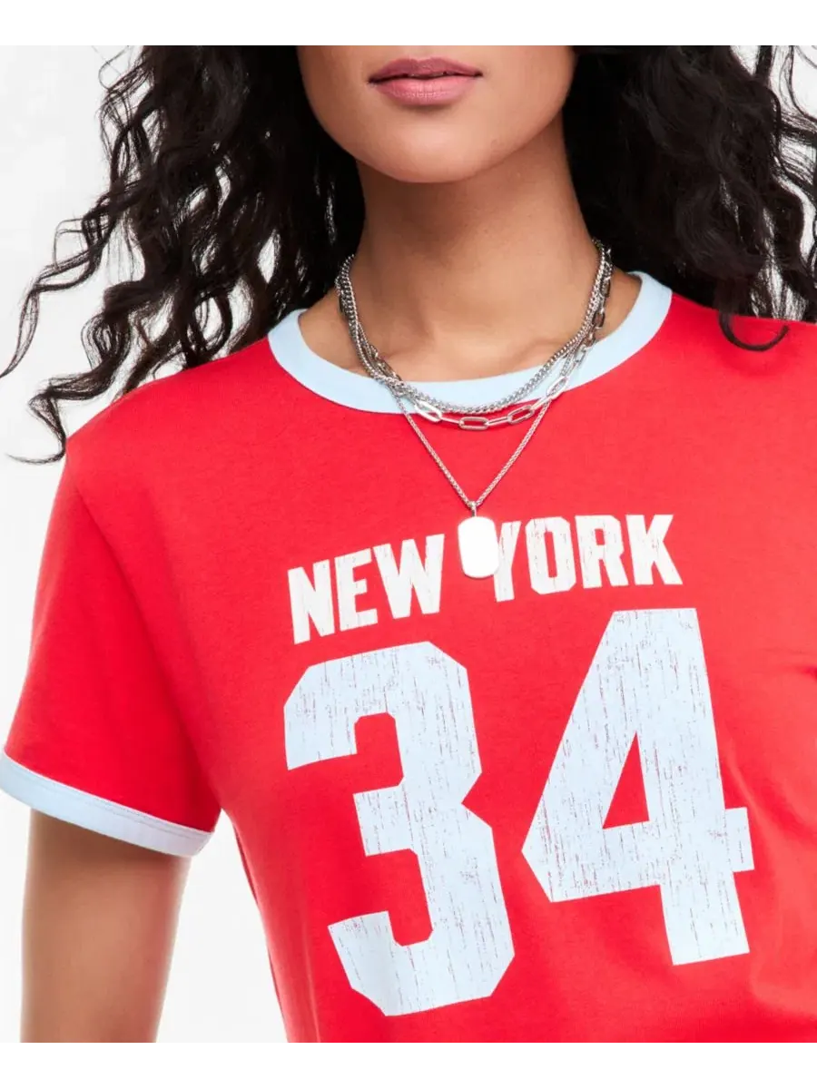 Футболка с круглым вырезом и принтом в стиле varsity, New York On 34th — изображение 3 из 6, красный