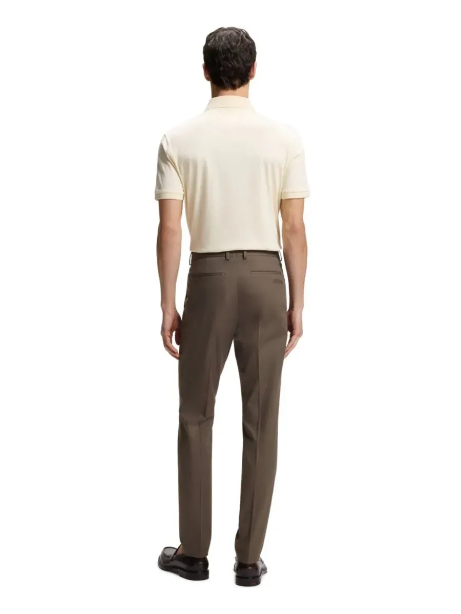 Брюки зауженные из хлопка и шелка Hugo Boss — изображение 3 из 5, коричневый
