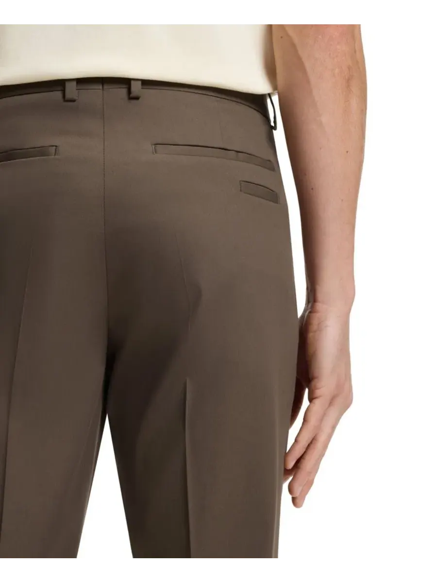 Брюки зауженные из хлопка и шелка Hugo Boss — изображение 5 из 5, коричневый