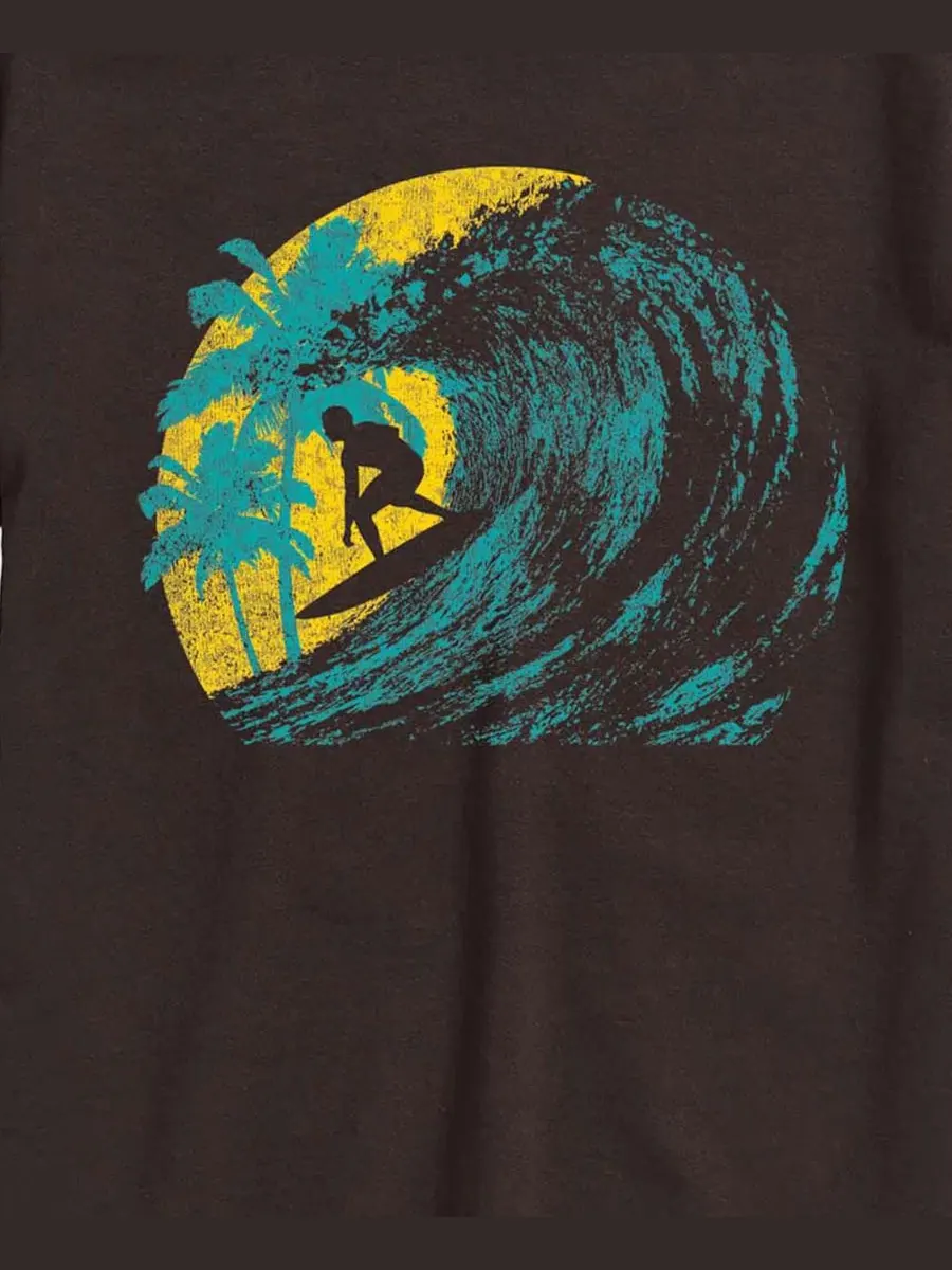 Мужская футболка с принтом Retro Surfer Palm Tree AIRWAVES — изображение 3 из 3, коричневый