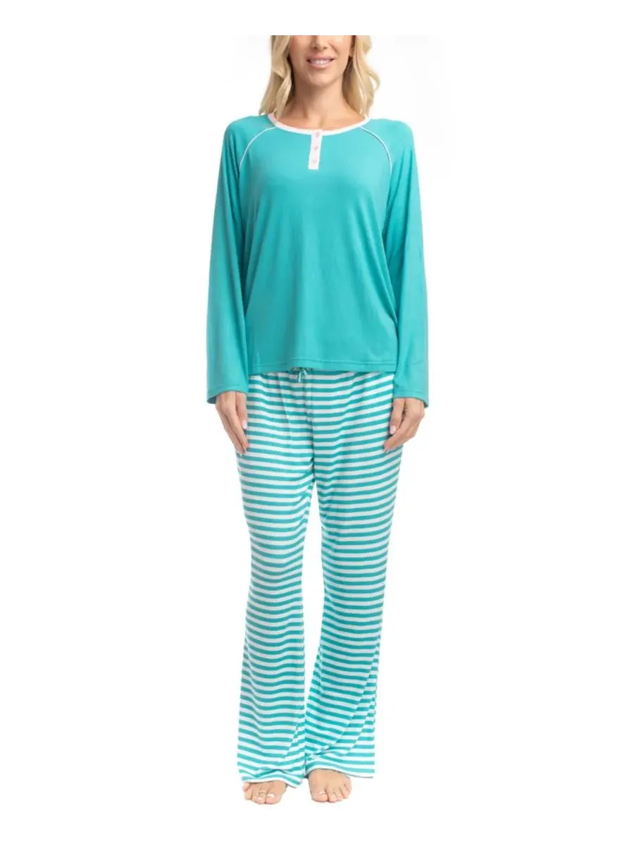 Пижамный комплект Cherry Merry Henley GOODNIGHT KISS, Teal/Strip — изображение 1 из 3