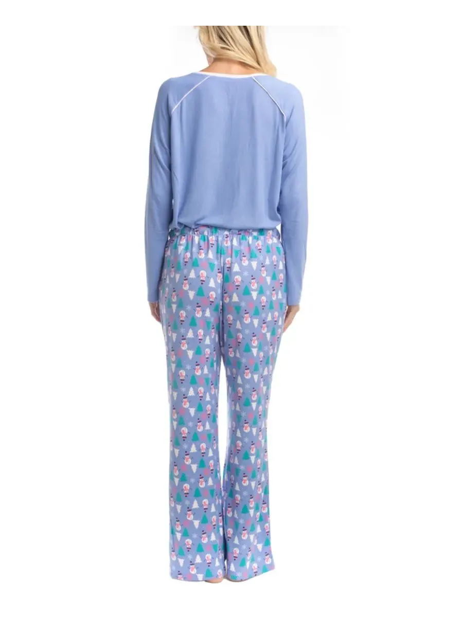 Пижамный комплект Cherry Merry Henley GOODNIGHT KISS, Periwinkle Snowman — изображение 3 из 3
