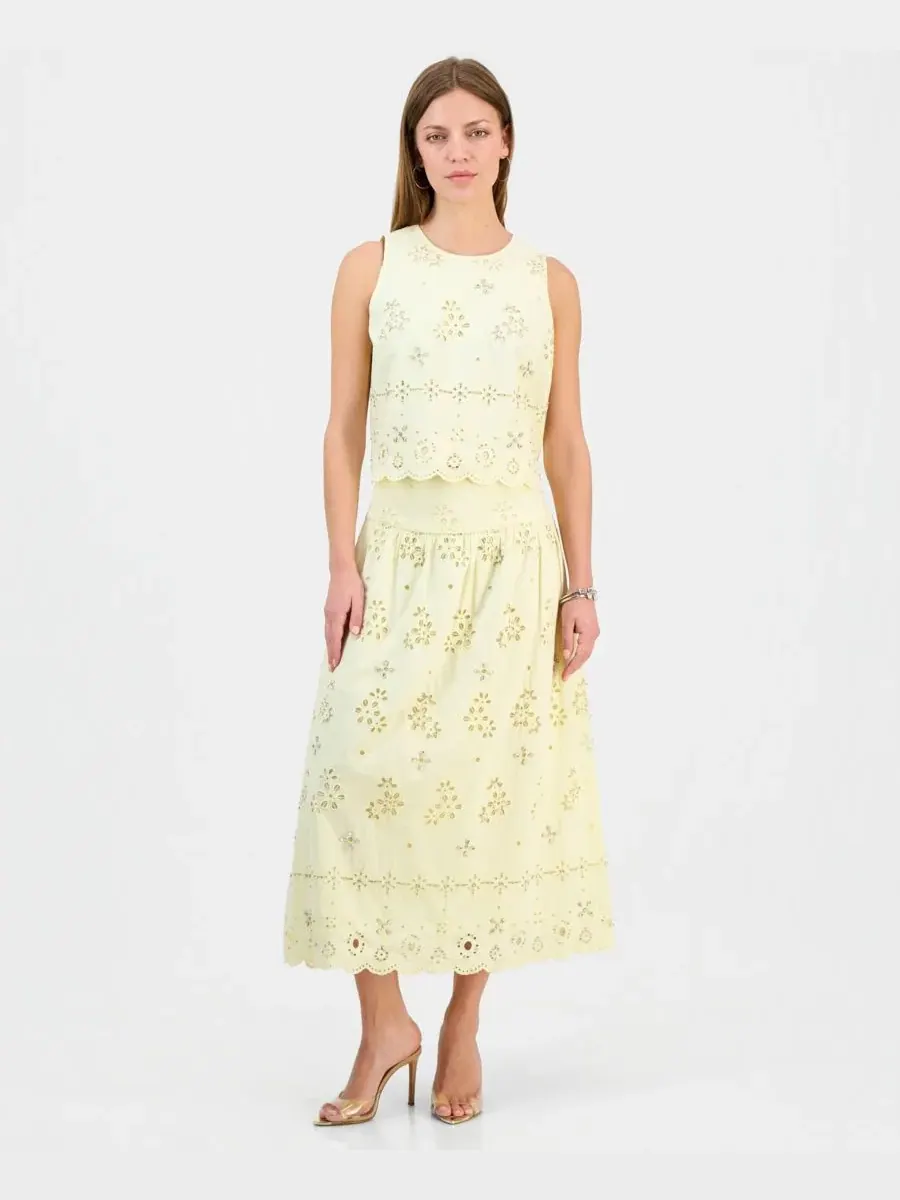 Юбка-миди с украшениями Petite Embellished Midi Skirt I.N.C. International Concepts — изображение 1 из 5, желтый