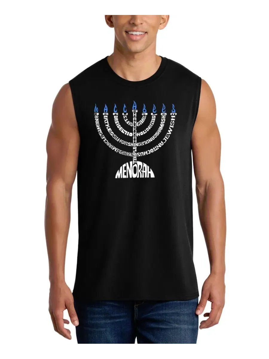 Футболка-безрукавка с принтом Menorah Hanukkah LA Pop Art — изображение 1 из 4, черный