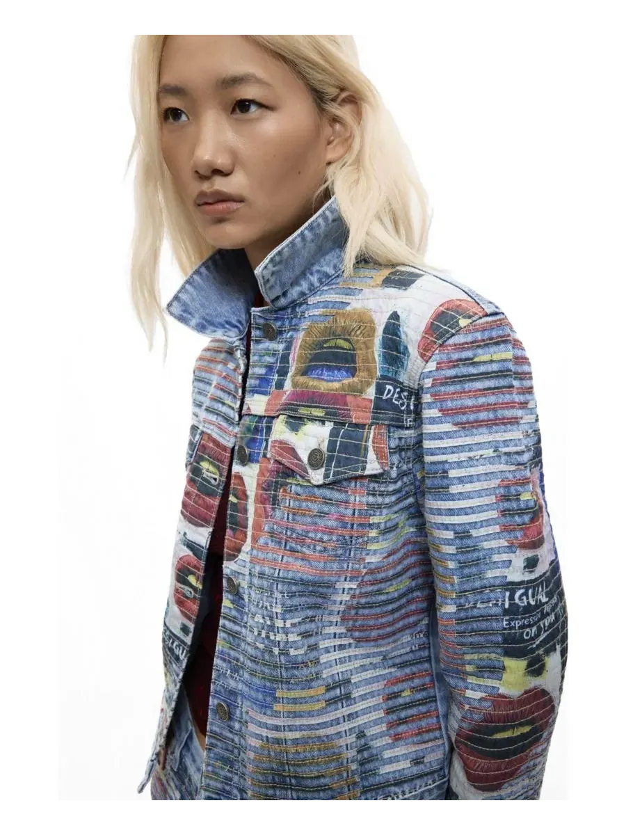 Джинсовая куртка с графическим принтом Desigual — изображение 3 из 5, синий