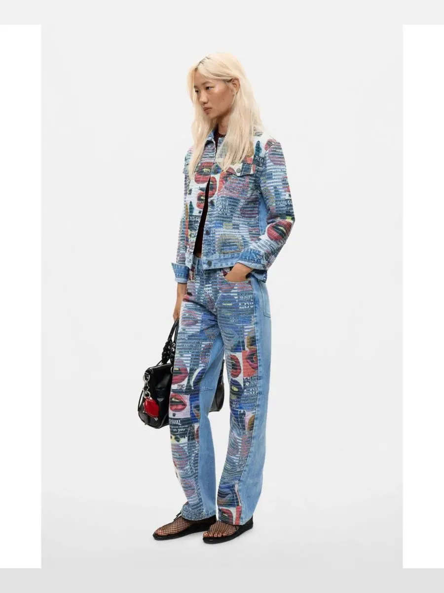 Джинсовая куртка с графическим принтом Desigual — изображение 4 из 5, синий