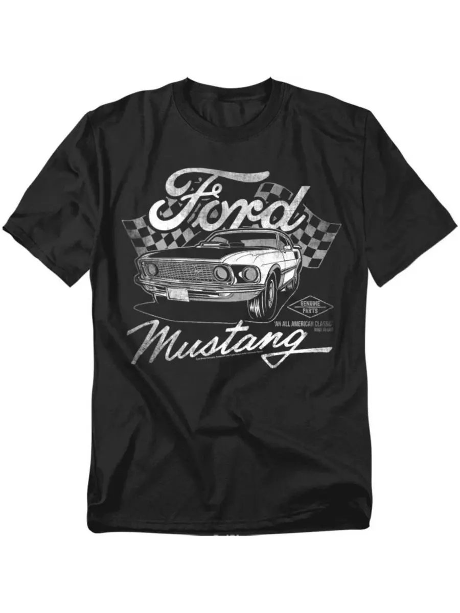 Футболка с принтом Ford Flags Mustang — изображение 1 из 3, черный