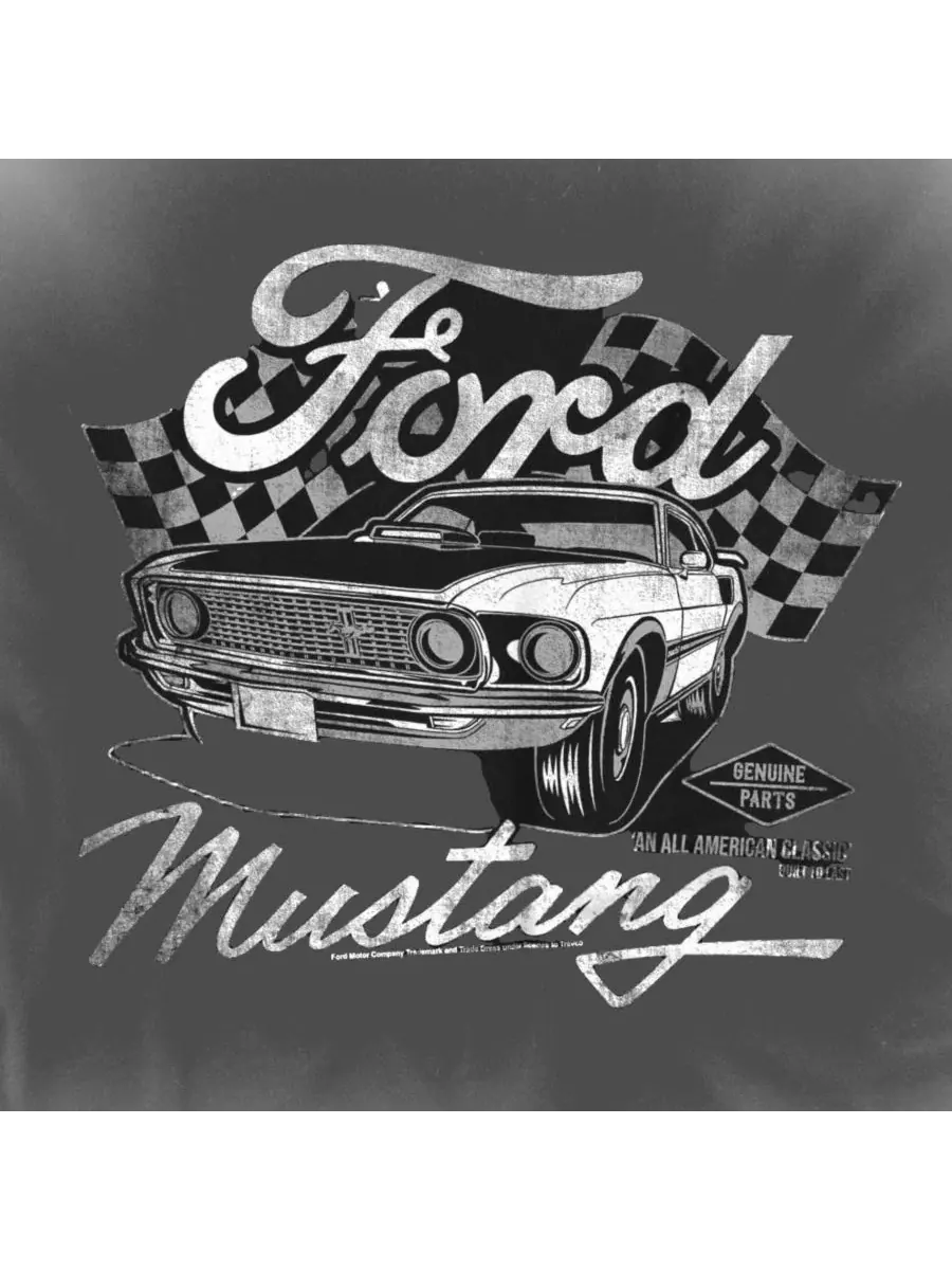 Футболка с принтом Ford Flags Mustang — изображение 3 из 3, черный
