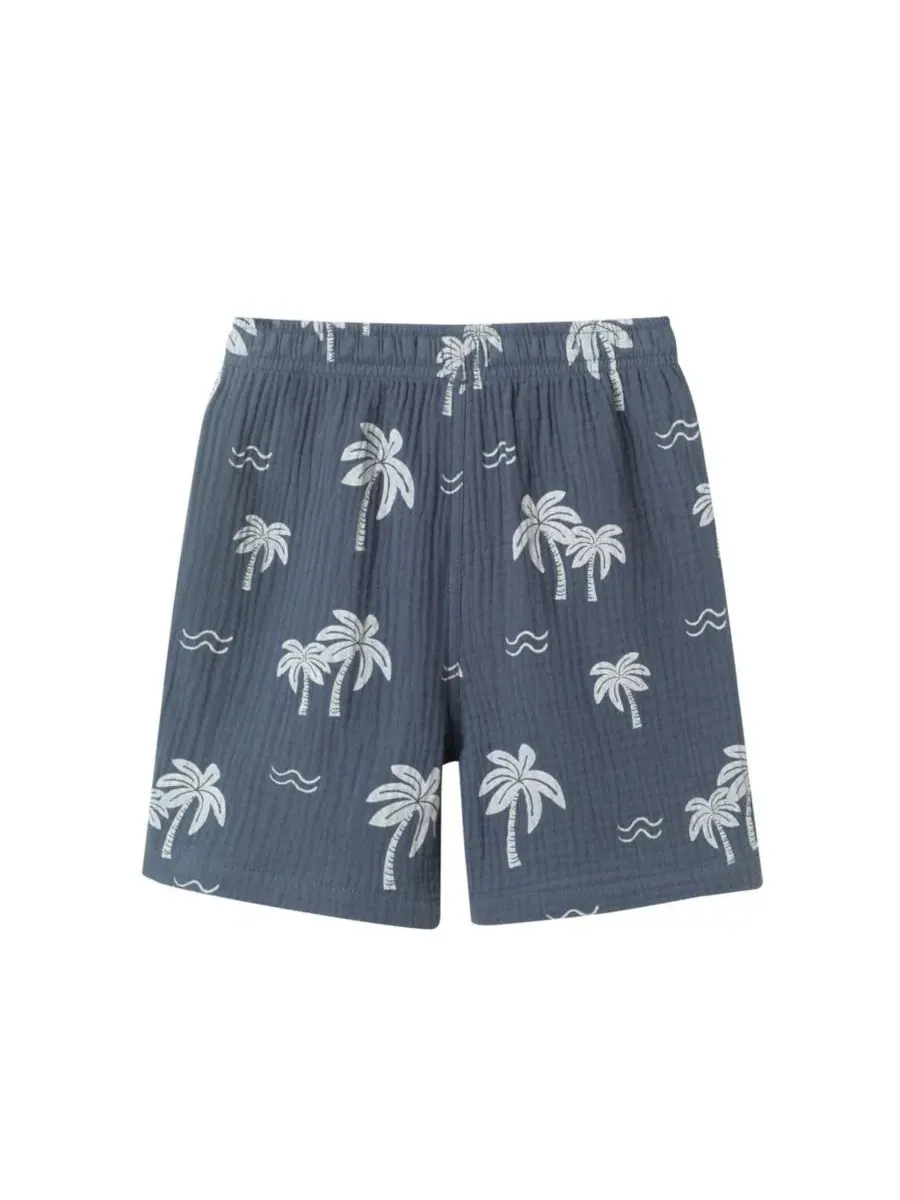 Комплект из рубашки и шорт из хлопка Tropical Palm Tree Andy & Evan — изображение 7 из 7, серый