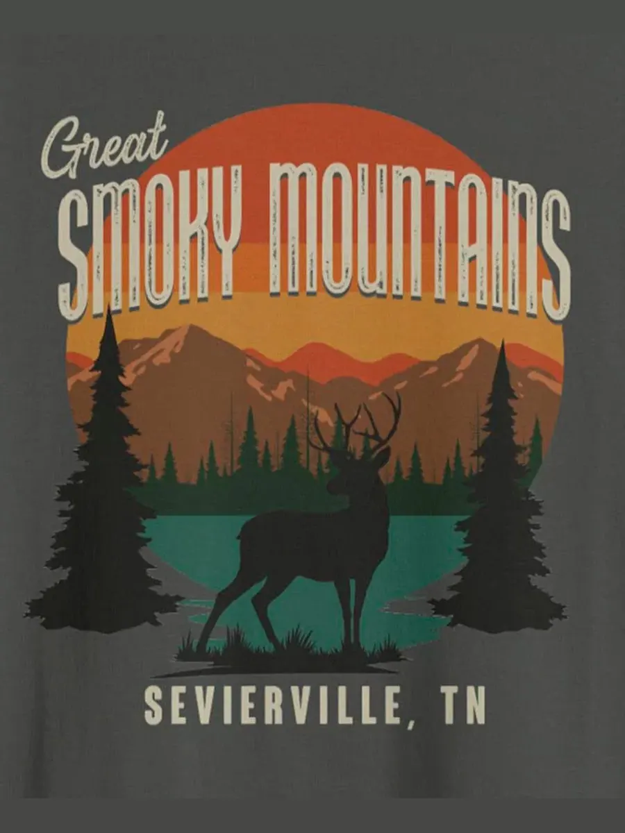 Футболка с принтом Smoky Mtn Deer Fifth Sun — изображение 3 из 3, темно-серый