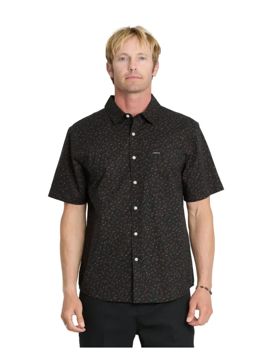 Мужская рубашка с коротким рукавом, с принтом, Mesa Meadow Classic Quiksilver — изображение 1 из 5, серый