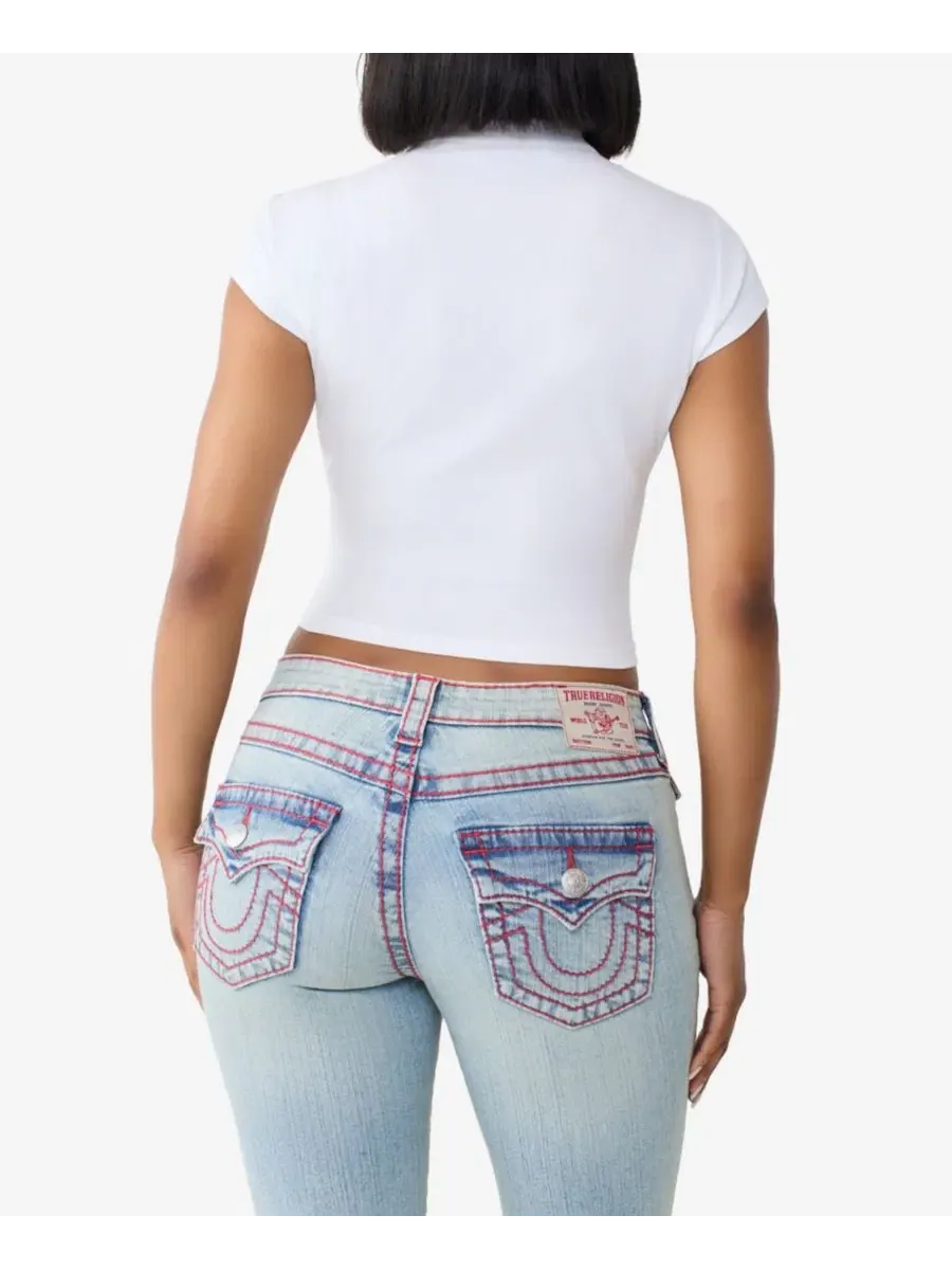 Футболка-кроп с принтом Crystal Peace Sign True Religion — изображение 3 из 3, белый