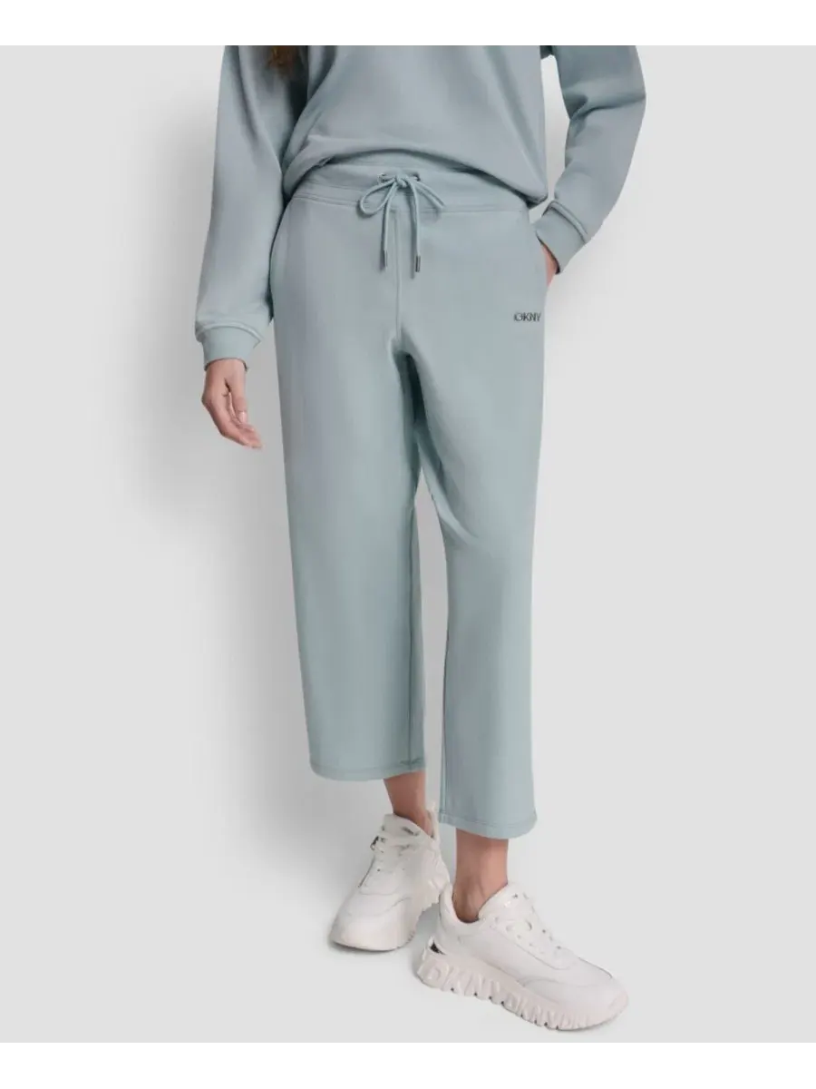 Женские укороченные брюки с металлическим логотипом в виде пузырьков DKNY Sport — изображение 1 из 6, минеральный