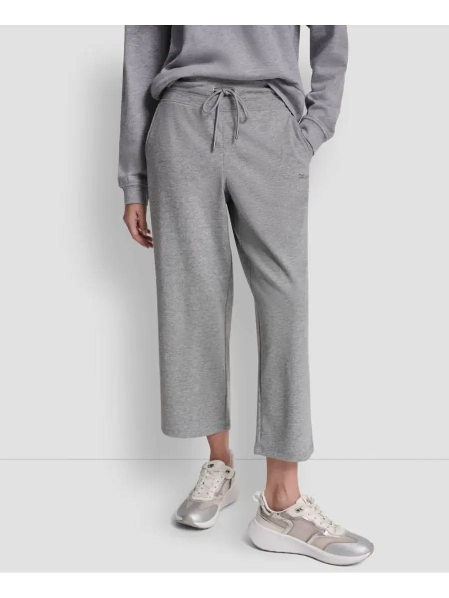 Женские укороченные брюки с металлическим логотипом в виде пузырьков DKNY Sport — изображение 1 из 6, серый