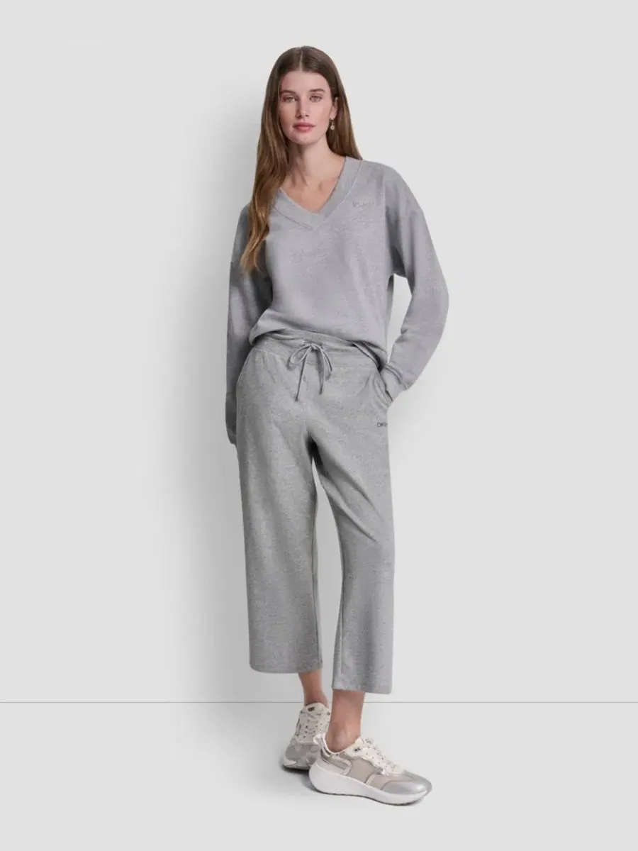 Женские укороченные брюки с металлическим логотипом в виде пузырьков DKNY Sport — изображение 2 из 6, серый