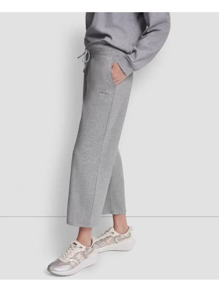 Женские укороченные брюки с металлическим логотипом в виде пузырьков DKNY Sport — изображение 4 из 6, серый