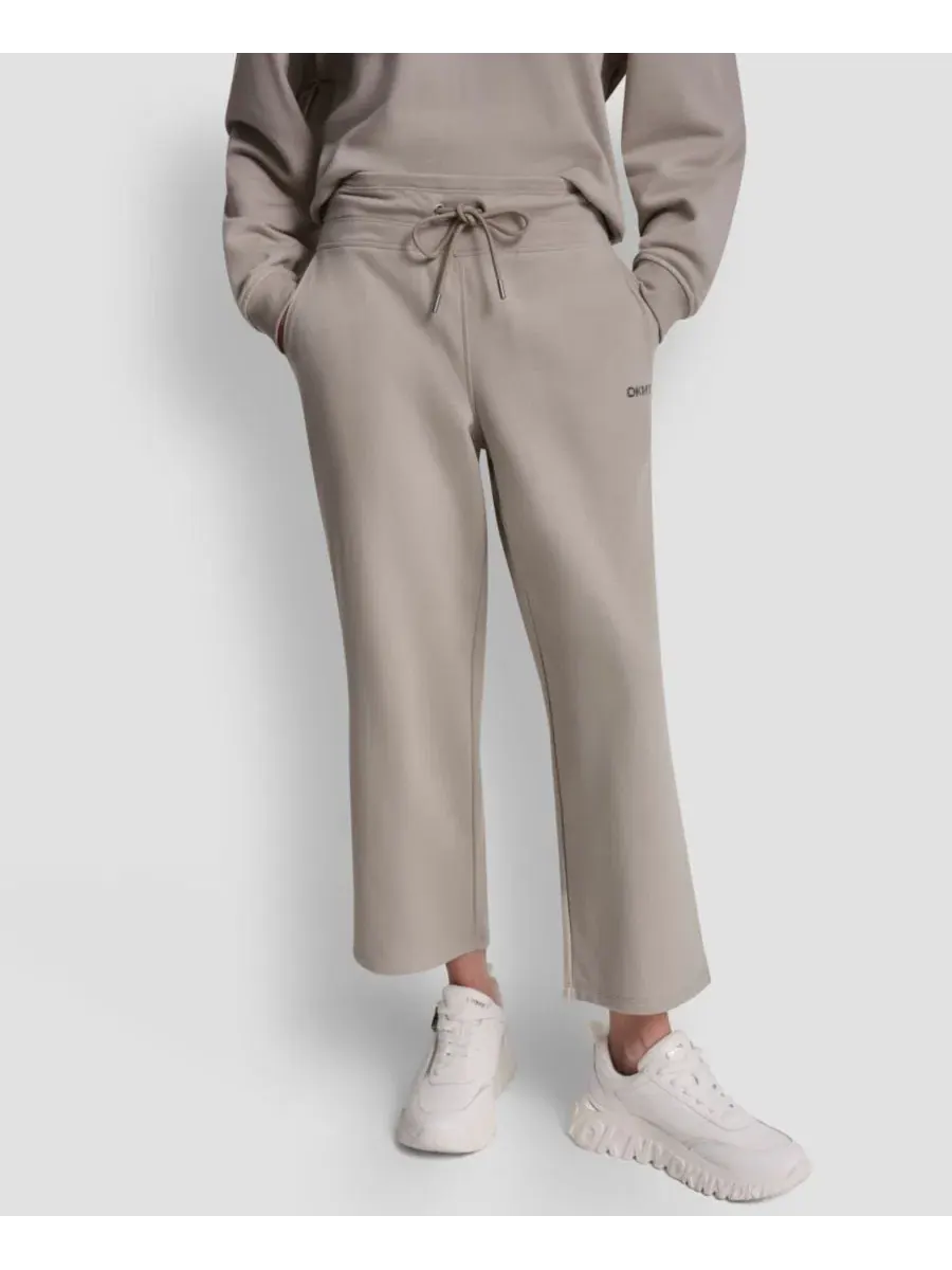 Женские укороченные брюки с металлическим логотипом в виде пузырьков DKNY Sport — изображение 1 из 5, серебристый