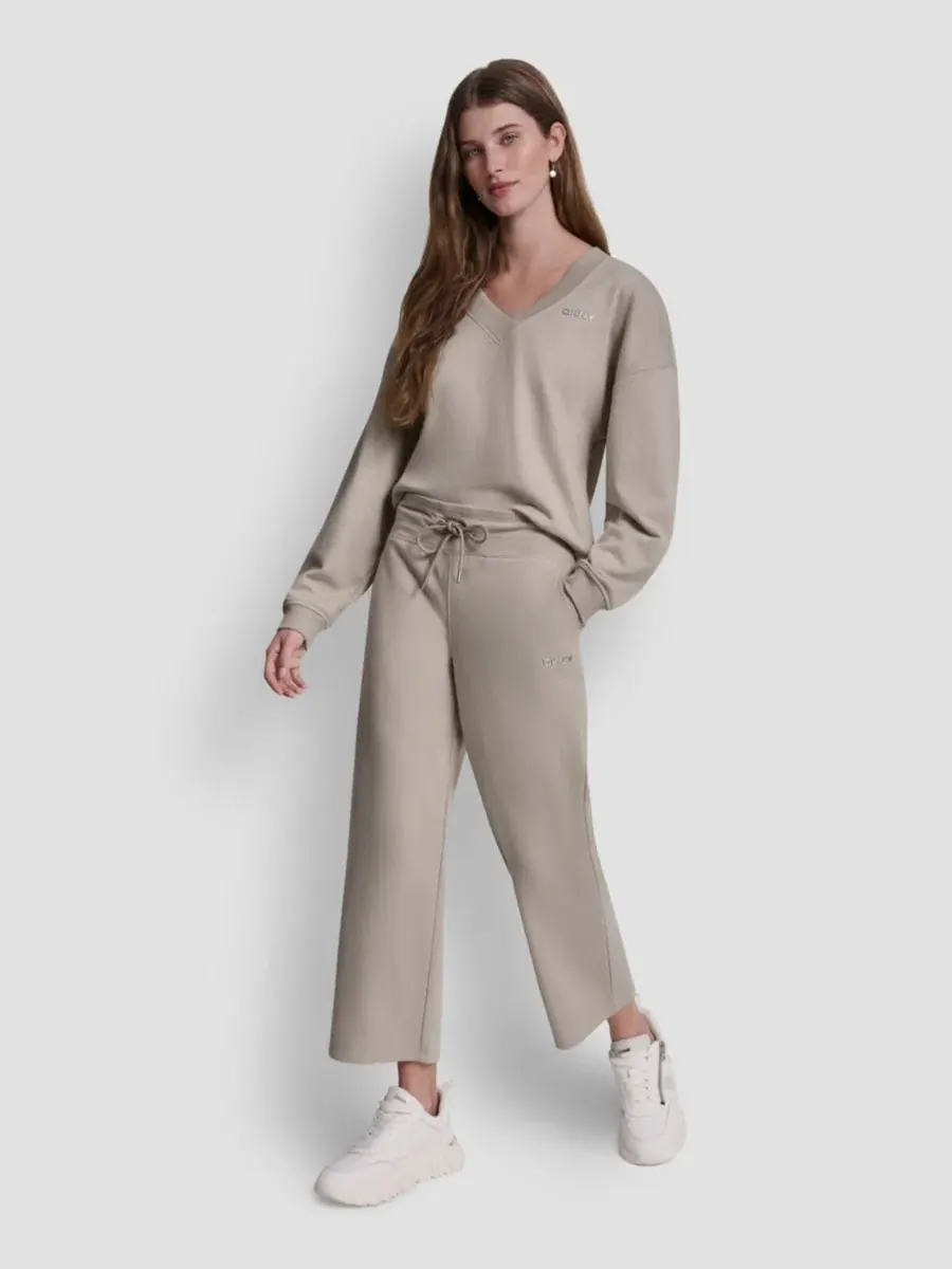 Женские укороченные брюки с металлическим логотипом в виде пузырьков DKNY Sport — изображение 2 из 5, серебристый