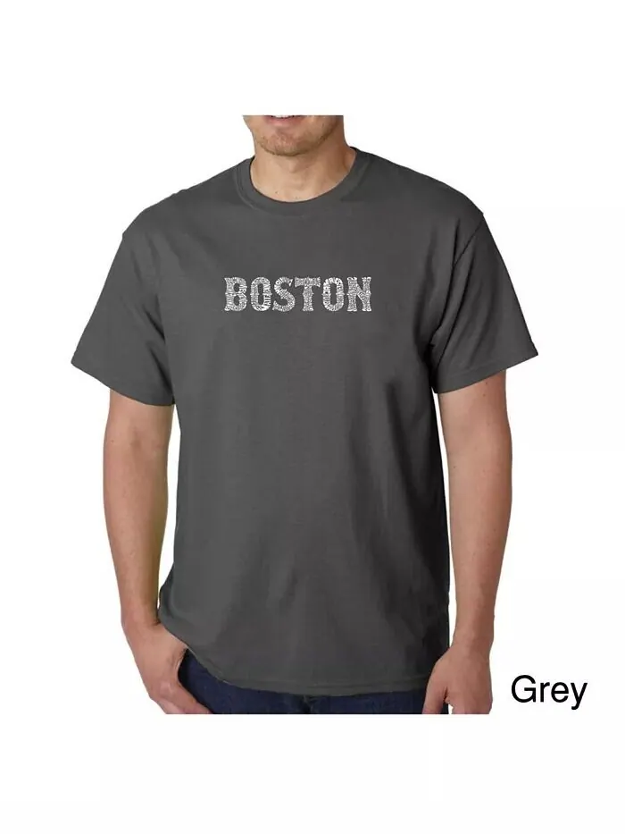 Футболка мужская Word Art - Boston Neighborhoods LA Pop Art — изображение 1 из 2, серый
