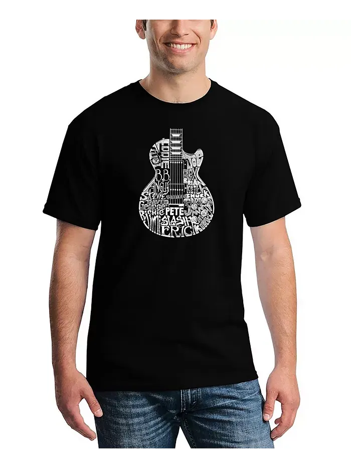 Мужская футболка с принтом "Rock Guitar Head Word Art" LA Pop Art — изображение 1 из 2, черный