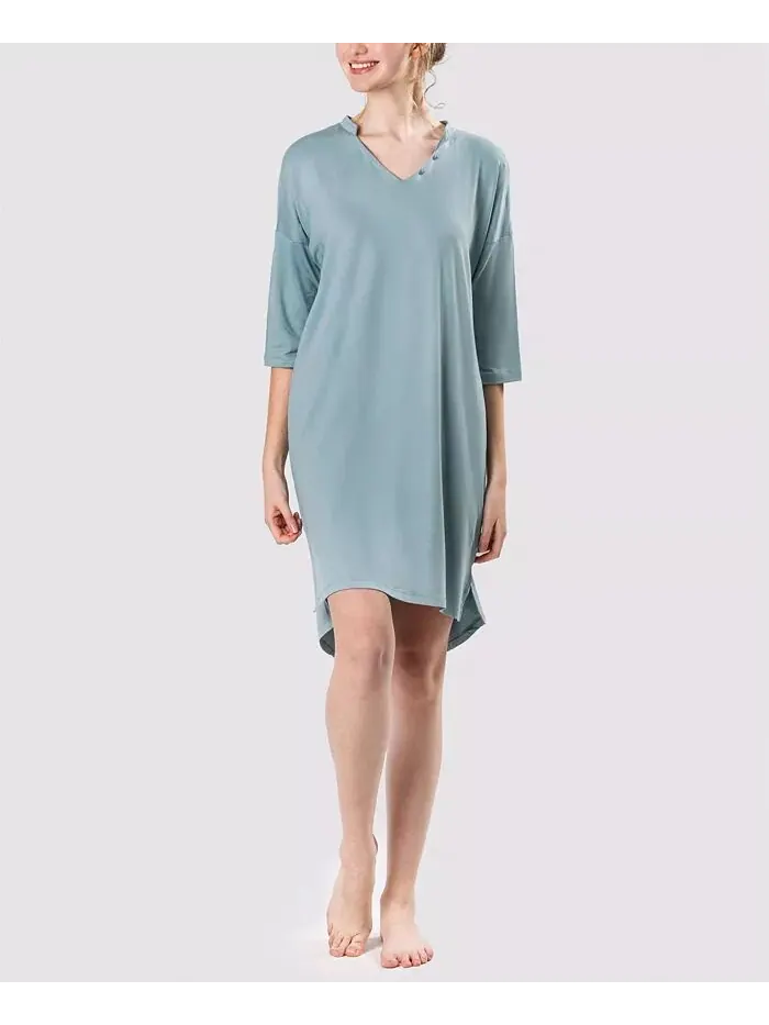 Женская ультрамягкая ночная рубашка с карибскими цветами MOOD Pajamas — изображение 1 из 3, голубой