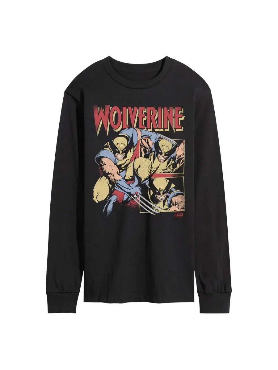 Мужская винтажная футболка с длинными рукавами и графическим принтом Marvel Wolverine Airwaves — изображение 1 из 3, черный