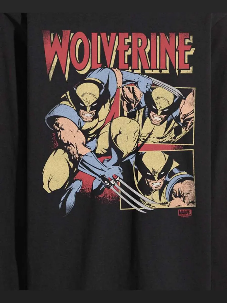 Мужская винтажная футболка с длинными рукавами и графическим принтом Marvel Wolverine Airwaves — изображение 3 из 3, черный