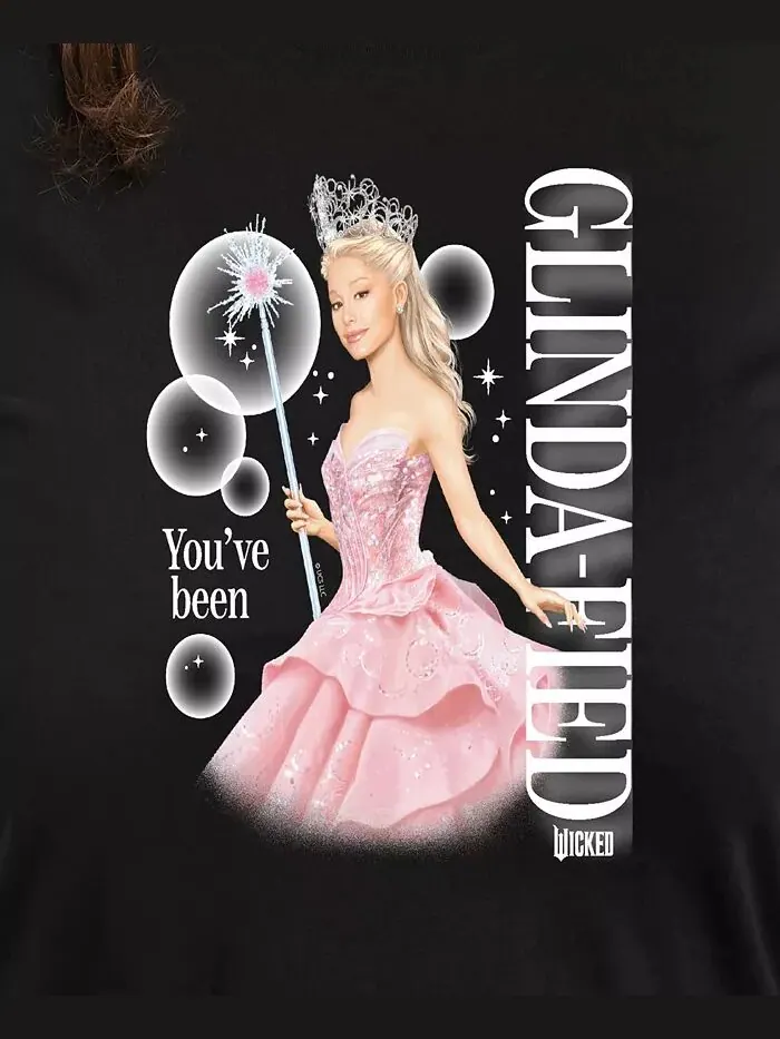 Футболка большого размера Wicked Elphaba Glinda с рисунком Hybrid Apparel — изображение 3 из 3, черный